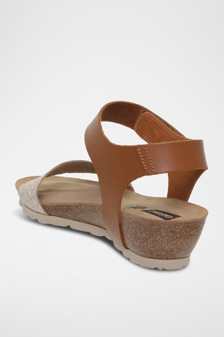 Sandales compensées en cuir - Argenté