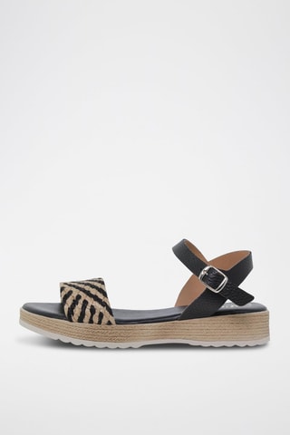 Sandales compensées en cuir - Noir