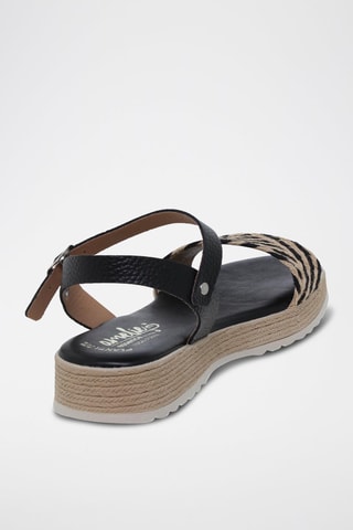 Sandales compensées en cuir - Noir