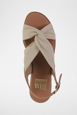 Sandales compensées en cuir - Beige