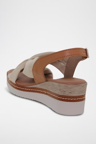 Sandales compensées en cuir - Beige