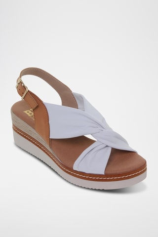 Sandales compensées en cuir - Blanc