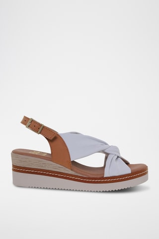 Sandales compensées en cuir - Blanc