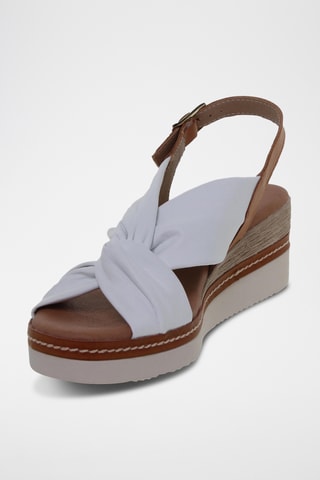 Sandales compensées en cuir - Blanc