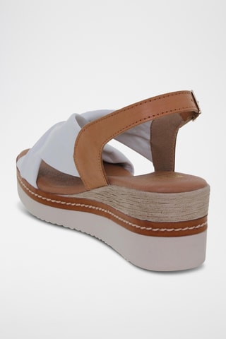 Sandales compensées en cuir - Blanc