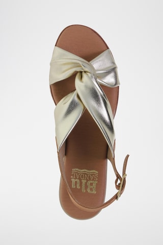 Sandales compensées en cuir - Argenté