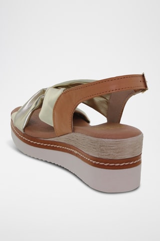 Sandales compensées en cuir - Argenté