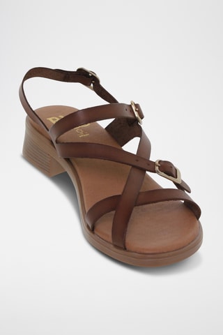 Sandales à talons en cuir - Marron