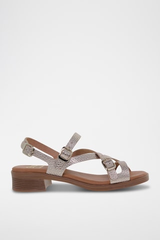 Sandales à talons en cuir - Argenté