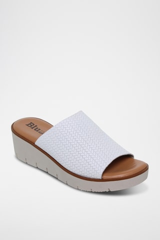 Mules compensées en cuir - Blanc