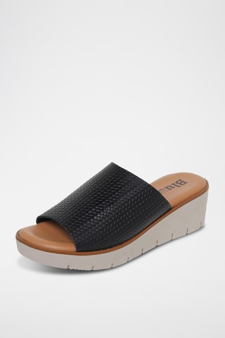 Mules compensées en cuir - Noir