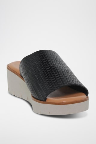 Mules compensées en cuir - Noir