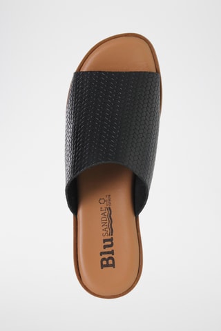 Mules compensées en cuir - Noir