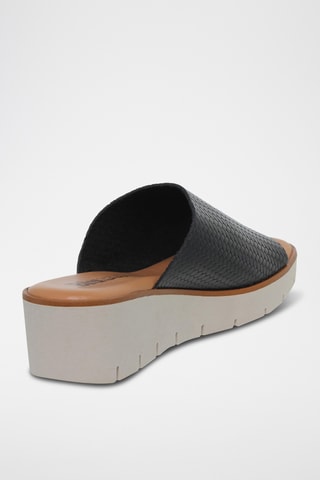 Mules compensées en cuir - Noir