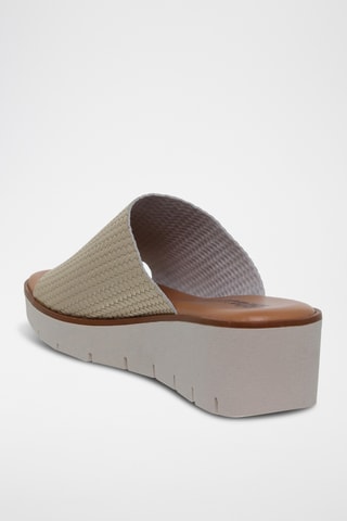 Mules compensées en cuir - Argenté