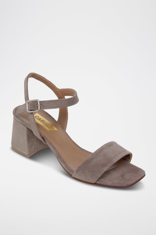 Sandales à talons en cuir - Marron