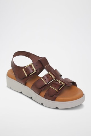 Sandales plateformes en cuir - Marron