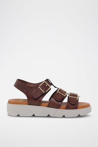 Sandales plateformes en cuir - Marron