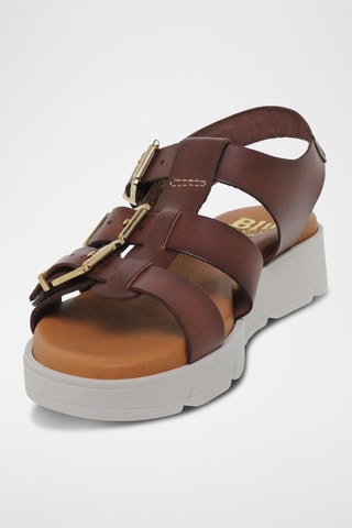 Sandales plateformes en cuir - Marron