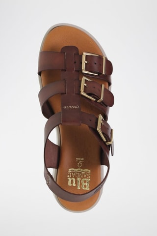 Sandales plateformes en cuir - Marron