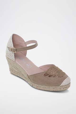 Espadrilles compensées en cuir  Blusandal - Beige et marron