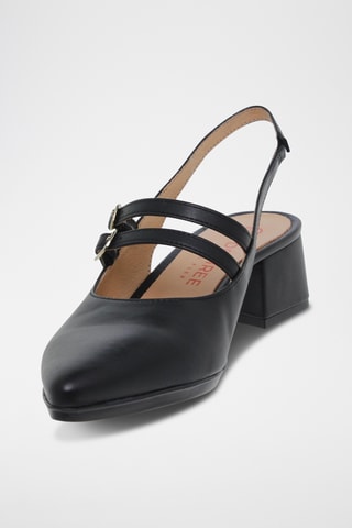 Babies à talons en cuir - Noir