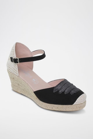 Espadrilles compensées en cuir  Blusandal - Beige et noir