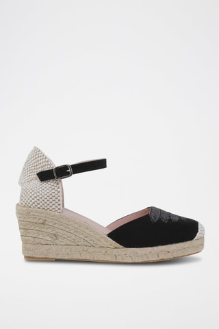 Espadrilles compensées en cuir  Blusandal - Beige et noir
