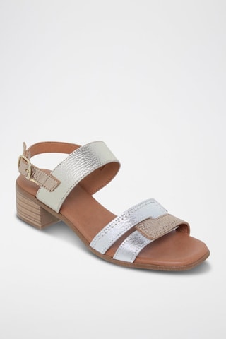 Sandales à talons en cuir - Argenté