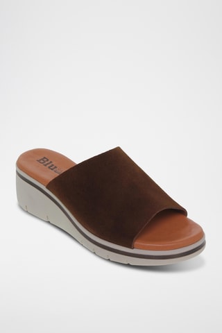 Mules compensées en nubuck - Marron