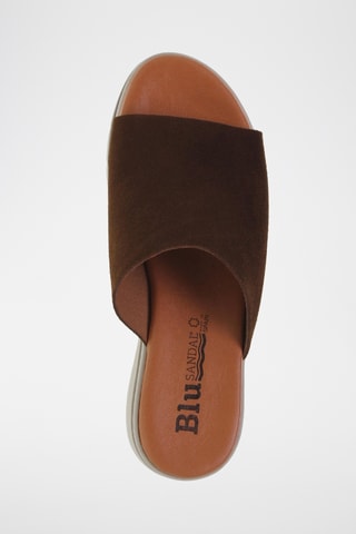 Mules compensées en nubuck - Marron