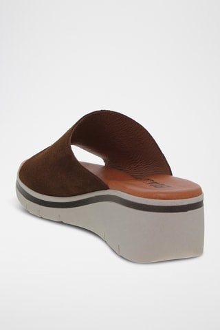 Mules compensées en nubuck - Marron