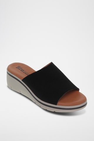 Mules compensées en nubuck - Noir