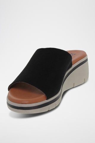 Mules compensées en nubuck - Noir