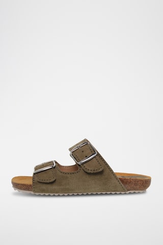 Ciabatte in pelle scamosciata - Kaki