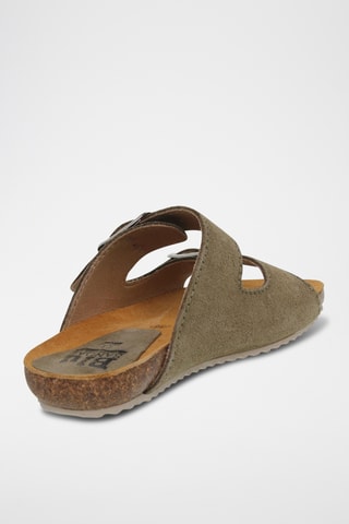 Ciabatte in pelle scamosciata - Kaki