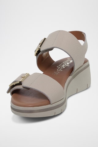 Sandales compensées en cuir - Beige