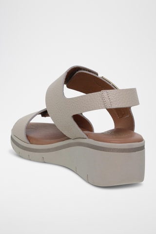 Sandales compensées en cuir - Beige