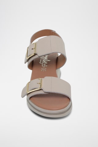 Sandales compensées en cuir - Beige