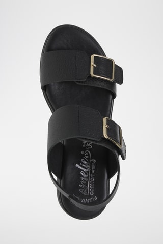 Sandales compensées en cuir - Noir