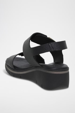 Sandales compensées en cuir - Noir