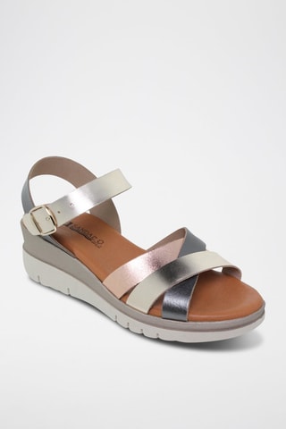 Sandales plateformes en cuir  Blusandal - Marron et beige