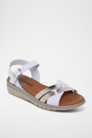 Sandales en cuir  Blusandal - Blanc, doré et argenté