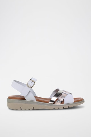 Sandales en cuir  Blusandal - Blanc, doré et argenté