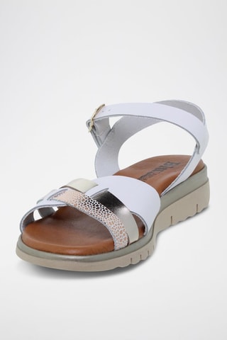 Sandales en cuir  Blusandal - Blanc, doré et argenté