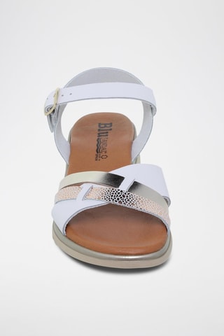 Sandales en cuir  Blusandal - Blanc, doré et argenté