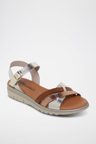 Sandales en cuir  Blusandal - Marron, doré et argenté