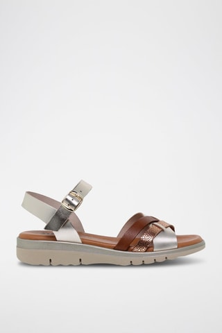 Sandales en cuir  Blusandal - Marron, doré et argenté