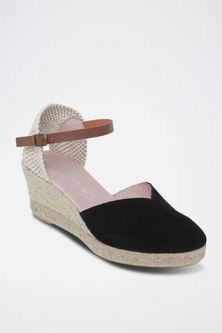 Espadrilles compensées en cuir Noir - Marron et noir