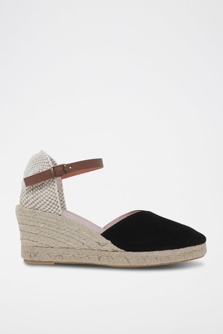 Espadrilles compensées en cuir Noir - Marron et noir